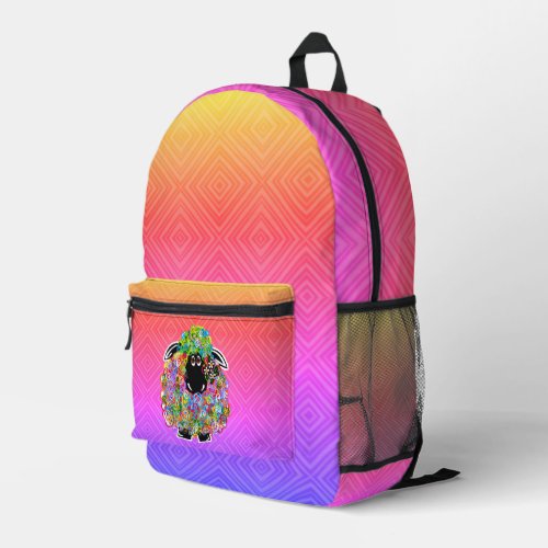 Beautiful Rainbow Sheep Of The Family Printed Backpack