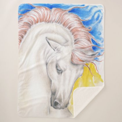 Beautiful Rainbow Stallion Portrait Sherpa Blanket
