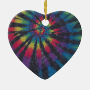 Beautiful Rainbow Swirl Spiral Tie Dye PhatDyes Ceramic Ornament