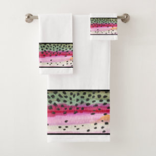 Beautiful Rainbow Trout Fly Fishing Angler's Bath Towel Set