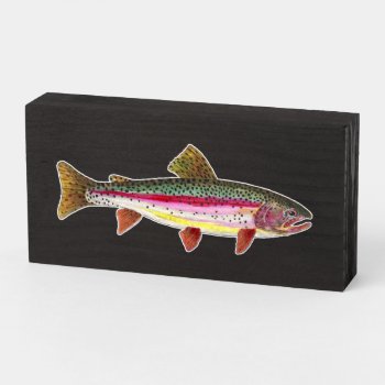 Beautiful Rainbow Trout Fly Fishing Angling Wooden Box Sign by TroutWhiskers at Zazzle