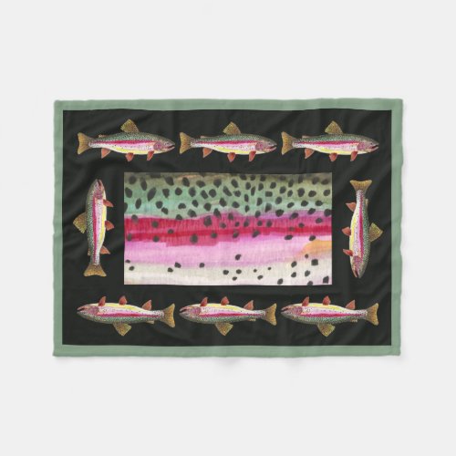 Beautiful Rainbow Trout Fly Fishing Fleece Blanket