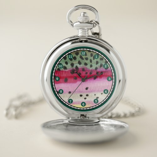 Beautiful Rainbow Trout Pocket Watch