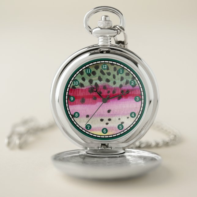 Beautiful Rainbow Trout Pocket Watch (Inside)