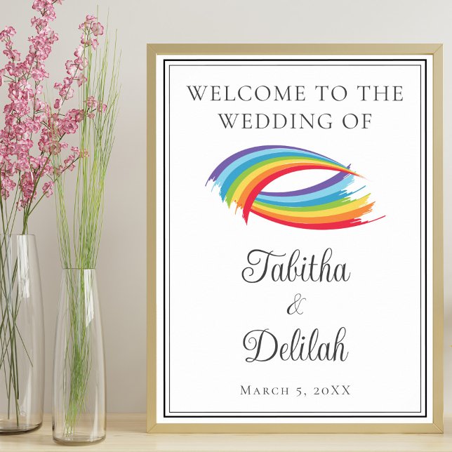 Beautiful Rainbow Waves Custom Wedding Welcome Poster (Creator Uploaded)