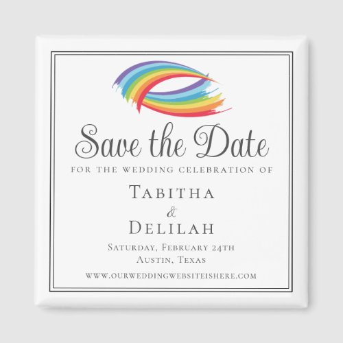 Beautiful Rainbow Waves LGBT Save the Date Magnet