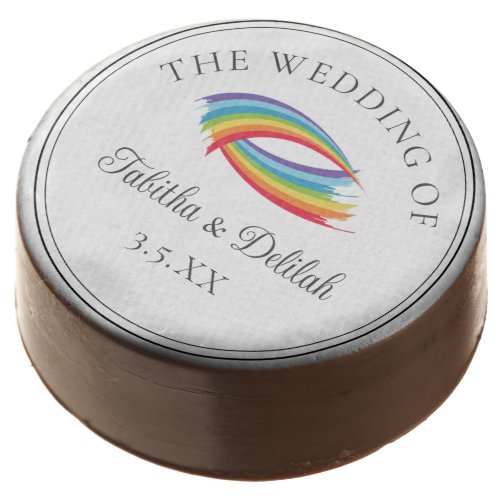 Beautiful Rainbow Waves Personalized Wedding Chocolate Covered Oreo