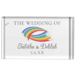 Beautiful Rainbow Waves Personalized Wedding Place Card Holder
