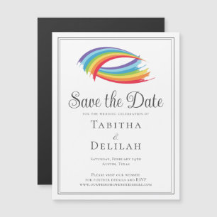 Beautiful Rainbow Waves Save the Date Magnet Card