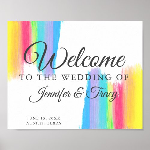 Beautiful Rainbow Wedding Colorful Custom Welcome Poster