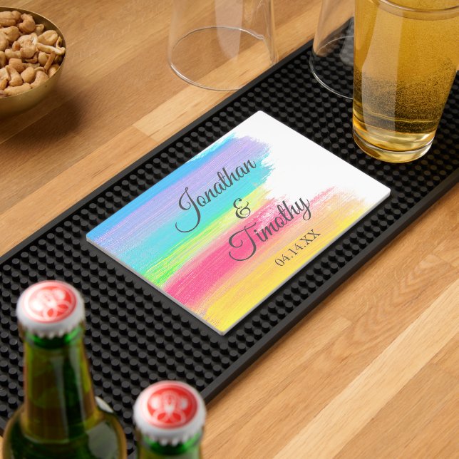 Beautiful Rainbow Wedding Custom Bar Mat (Insitu (Bar 2))