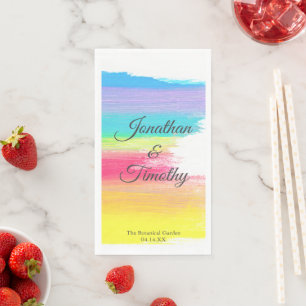 Beautiful Rainbow Wedding Custom Colorful Paper Guest Towels