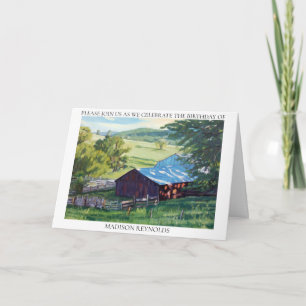 Beautiful Ranch Scene With Colorful Barn Birthday Invitation