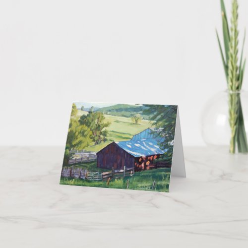 Beautiful Ranch Scene With Colorful Barn  Invitation