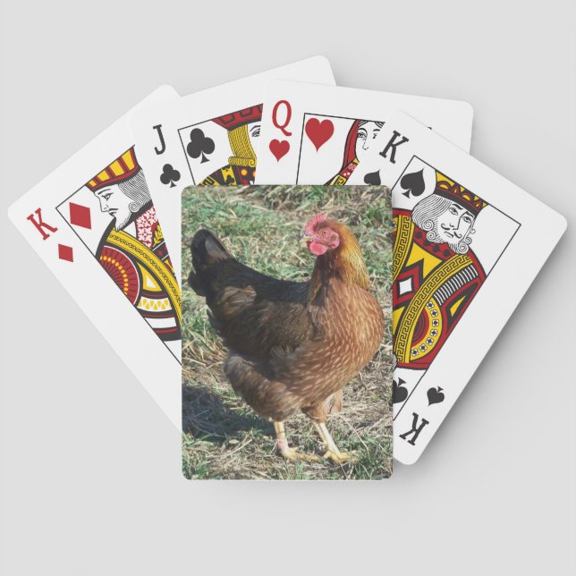 Beautiful Rare Chicken Breed Welsummer Hen Poker Cards (Back)