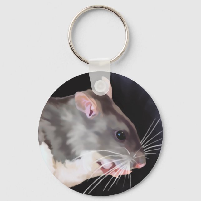 Beautiful Rat Painting Keychain (Front)