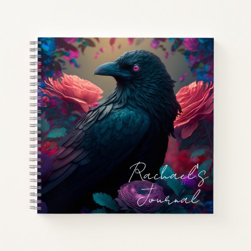 Beautiful Raven and Flowers Journal 