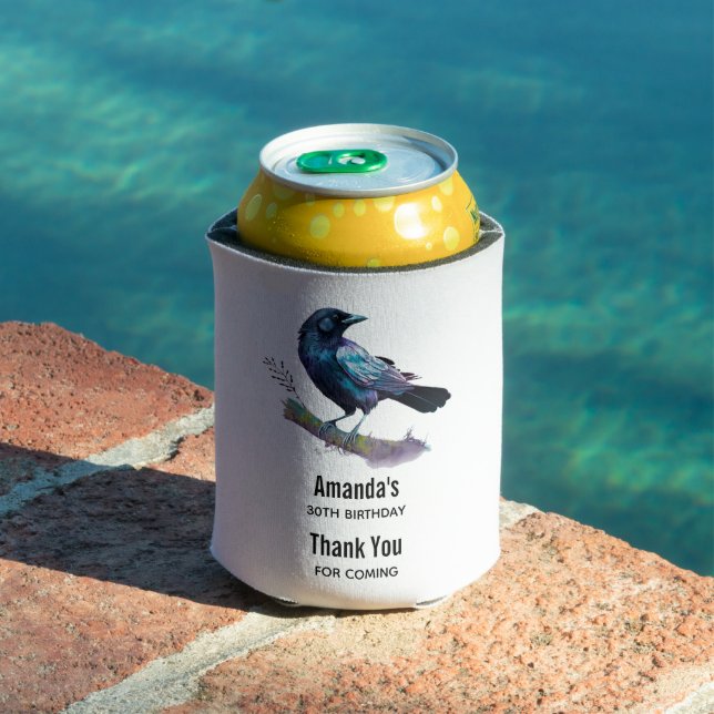 Beautiful Raven on a Tree Branch Can Cooler (In Situ Pool)
