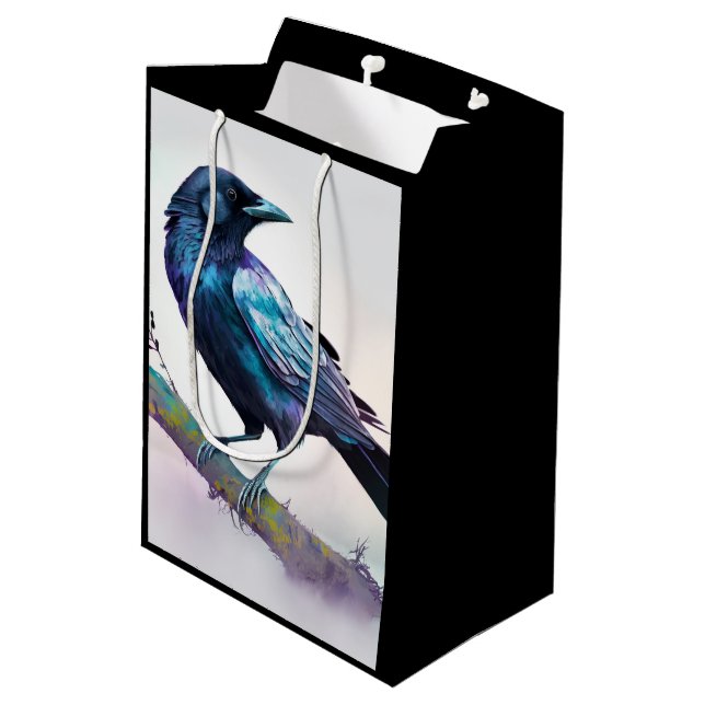Beautiful Raven on a Tree Branch Medium Gift Bag (Back Angled)
