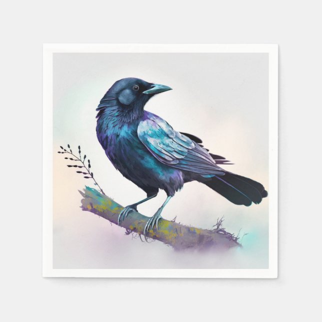  Beautiful Raven on a Tree Branch Napkins (Front)