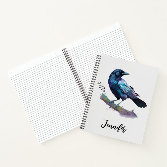 Beautiful Raven on a Tree Branch Notebook (Inside)
