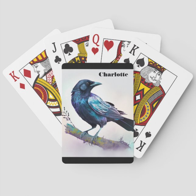 Beautiful Raven on a Tree Branch Poker Cards (Back)