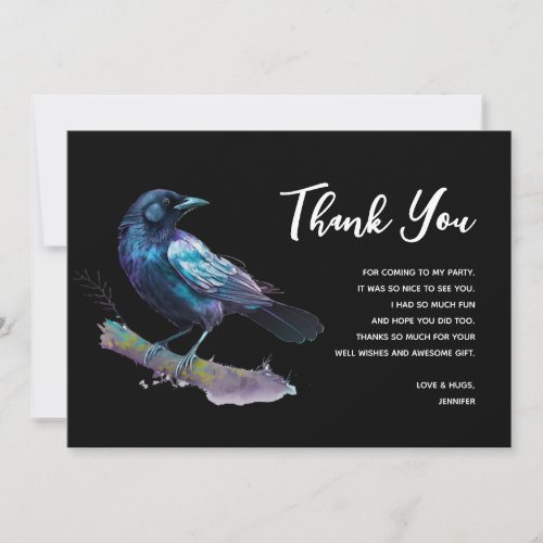 Beautiful Raven on a Tree Branch Thank You Card