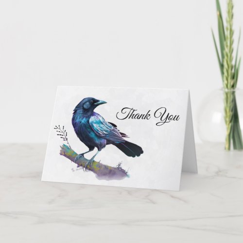 Beautiful Raven on a Tree Branch Thank You Card