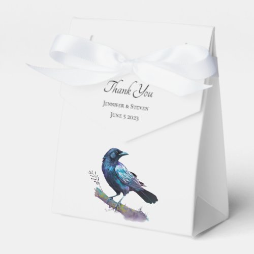 Beautiful Raven on a Tree Branch Wedding Favor Boxes