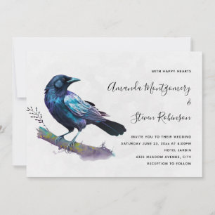 Beautiful Raven on a Tree Branch Wedding Invitation