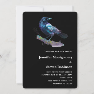 Beautiful Raven on a Tree Branch Wedding Invitation