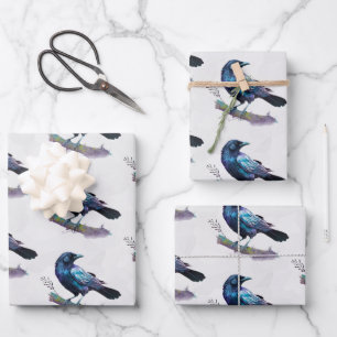 Beautiful Raven on a Tree Branch Wrapping Paper Sheets