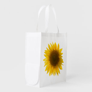 Beautiful Real Sunflower Photo Minimalist Pattern Grocery Bag