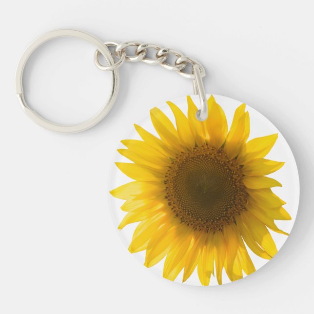 Beautiful Real Sunflower Photo Minimalist Pattern Keychain (Front)