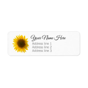 Beautiful Real Sunflower Photo Minimalist Pattern Label