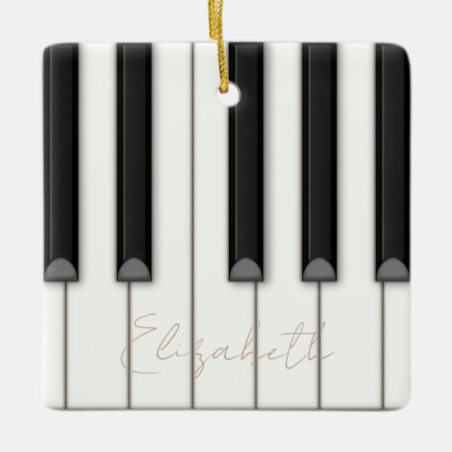 Beautiful Realistic Piano Keys Personalized Music Ceramic Ornament (Front)