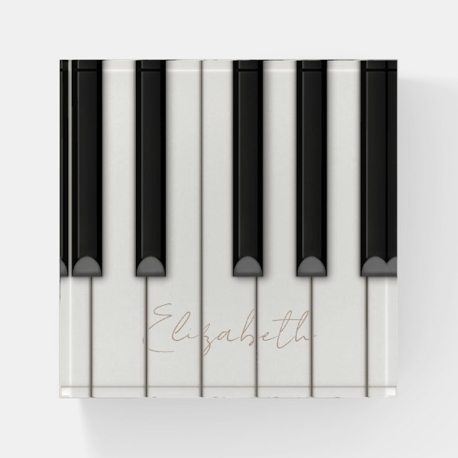 Beautiful Realistic Piano Keys Personalized Music Paperweight (Front)