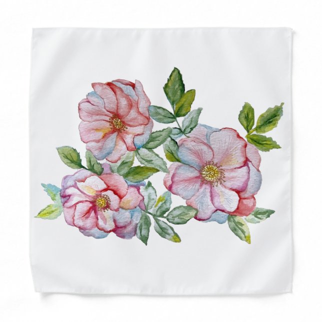 Beautiful realistic watercolor roses. bandana (Front)