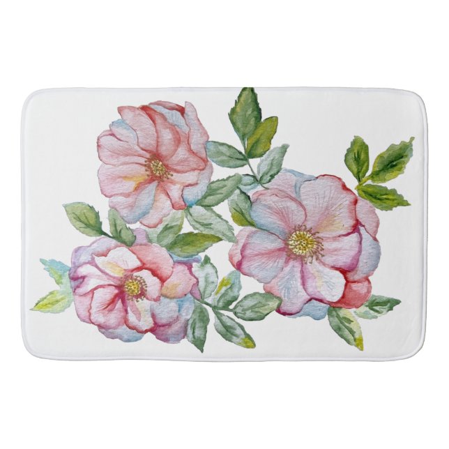 Beautiful realistic watercolor roses. bath mat (Front)