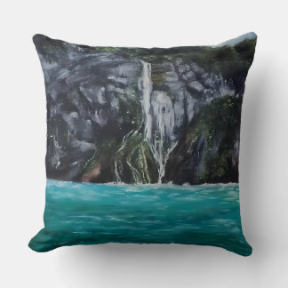 Beautiful Realistic Waterfall Throw Pillow