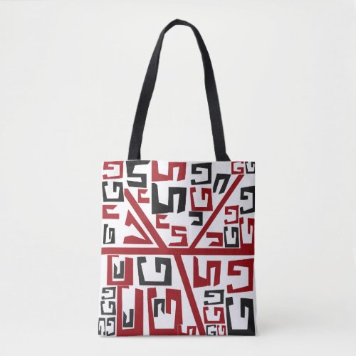 Beautiful Red and black African tribal monogram Tote Bag
