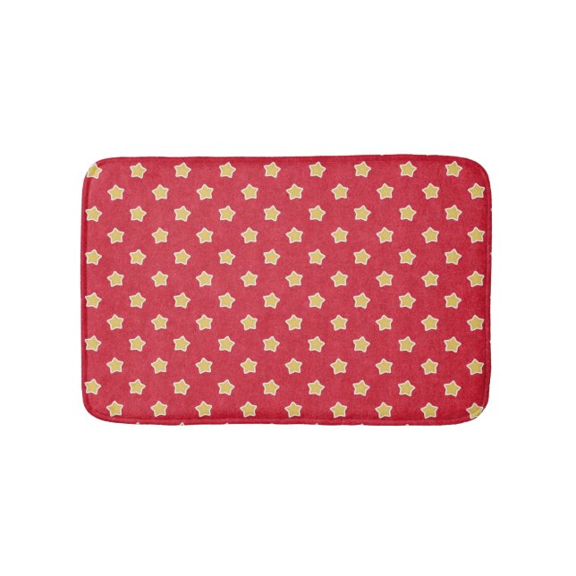 Beautiful Red and Gold Star Bathroom Mat (Front)