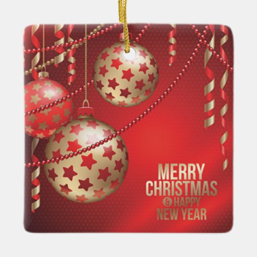 Beautiful Red and Golden Christmas Balls Square