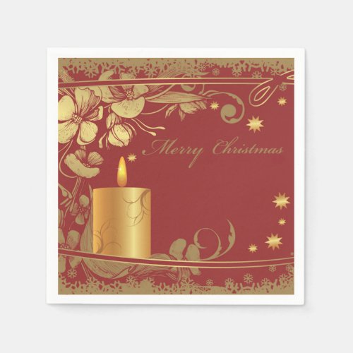 Beautiful Red and Golden Christmas Paper Napkins