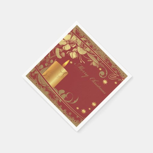 Beautiful Red and Golden Christmas Paper Napkins Zazzle