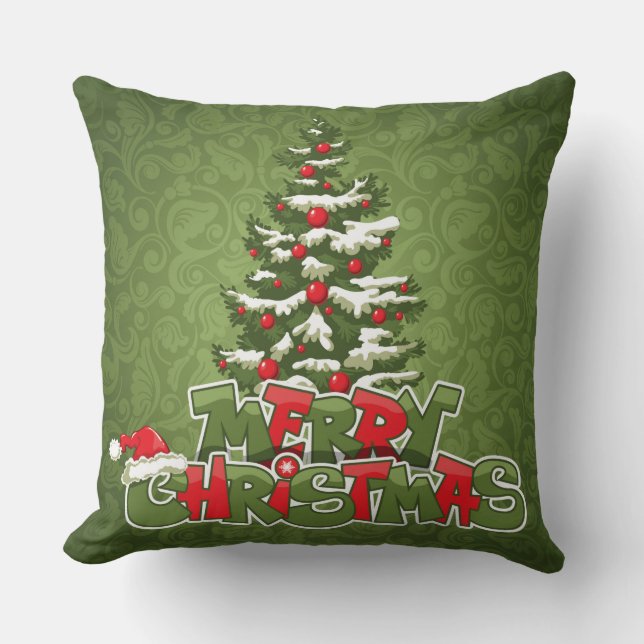 Beautiful Red and Green Christmas Inspired square Throw Pillow (Front)