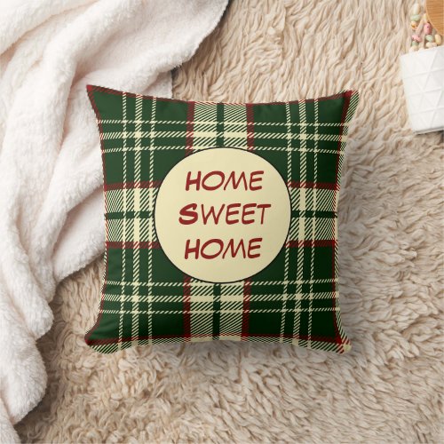 Beautiful Red and Green Plaid Design Throw Pillow