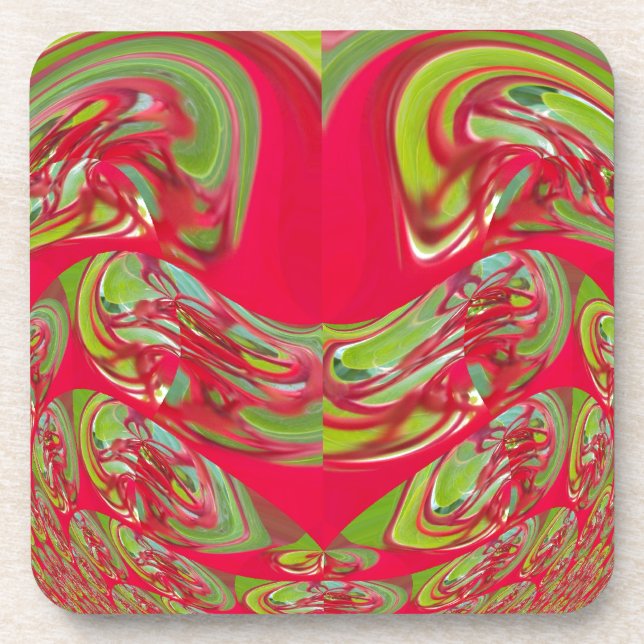 Beautiful Red and Green Texture Color Abstract Art Coaster (Front)