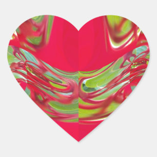 Beautiful Red and Green Texture Color Abstract Art Heart Sticker