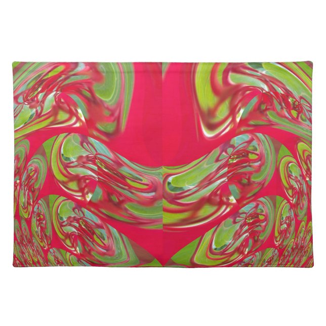 Beautiful Red and Green Texture Color Abstract Art Placemat (Front)